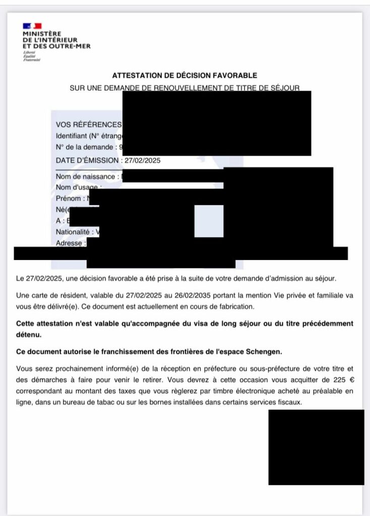 🔹 Admission au séjour – Carte de résident 10 ans 🔹